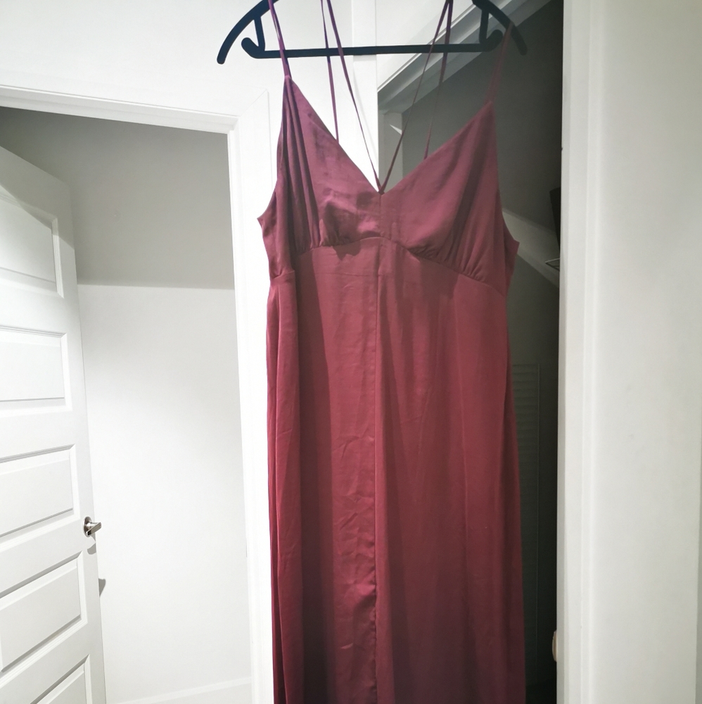 Floor length deep purple dress